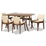 Load image into Gallery viewer, Baxton Studio Afton Mid-Century Modern Beige Faux Leather Upholstered And Walnut Brown Finished Wood 7-Piece Dining Set
