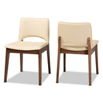 Load image into Gallery viewer, Baxton Studio Afton Mid-Century Modern Beige Faux Leather Upholstered And Walnut Brown Finished Wood 2-Piece Dining Chair Set
