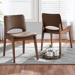 Load image into Gallery viewer, Baxton Studio Afton Mid-Century Modern Brown Faux Leather Upholstered And Walnut Brown Finished Wood 2-Piece Dining Chair Set
