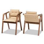 Load image into Gallery viewer, Baxton Studio Marcena Mid-Century Modern Beige Imitation Leather Upholstered And Walnut Brown Finished Wood 2-Piece Dining Chair Set
