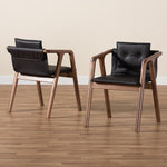 Load image into Gallery viewer, Baxton Studio Marcena Mid-Century Modern Black Imitation Leather Upholstered And Walnut Brown Finished Wood 2-Piece Dining Chair Set
