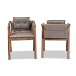 Load image into Gallery viewer, Baxton Studio Marcena Mid-Century Modern Grey Imitation Leather Upholstered And Walnut Brown Finished Wood 2-Piece Dining Chair Set
