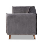 Load image into Gallery viewer, Baxton Studio Beacher Modern And Contemporary Grey Velvet Fabric Upholstered And Walnut Brown Finished Wood Sofa
