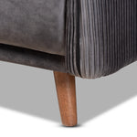 Load image into Gallery viewer, BAXTON STUDIO BEACHER MODERN AND CONTEMPORARY GREY VELVET FABRIC UPHOLSTERED AND WALNUT BROWN FINISHED WOOD SOFA
