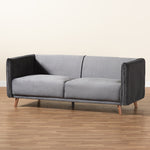 Load image into Gallery viewer, Baxton Studio Beacher Modern And Contemporary Grey Velvet Fabric Upholstered And Walnut Brown Finished Wood Sofa
