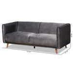 Load image into Gallery viewer, Baxton Studio Beacher Modern And Contemporary Grey Velvet Fabric Upholstered And Walnut Brown Finished Wood Sofa
