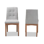 Load image into Gallery viewer, Baxton Studio Tara Mid-Century Modern Transitional Light Grey Fabric Upholstered And Walnut Brown Finished Wood 2-Piece Dining Chair Set
