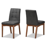 Load image into Gallery viewer, Baxton Studio Tara Mid-Century Modern Transitional Dark Grey Fabric Upholstered And Walnut Brown Finished Wood 2-Piece Dining Chair Set
