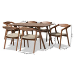 Load image into Gallery viewer, Baxton Studio Harland Mid-Century Modern Grey Faux Leather Upholstered And Walnut Brown Finished Wood 7-Piece Dining Set
