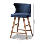 Load image into Gallery viewer, Baxton Studio Sagira Modern And Contemporary Transitional Navy Blue Velvet Fabric Upholstered And Walnut Brown Finished Wood 2-Piece Counter Stool Set
