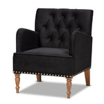 Load image into Gallery viewer, Baxton Studio Eri Contemporary Glam and Luxe Velvet Upholstered and Walnut Brown Finished Wood Armchair
