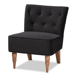 Baxton Studio Harmon Modern and Contemporary Transitional Velvet Fabric Upholstered and Walnut Brown Finished Wood Accent Chair