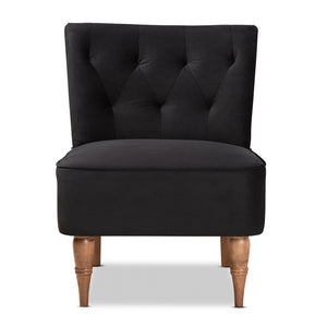 Baxton Studio Harmon Modern and Contemporary Transitional Velvet Fabric Upholstered and Walnut Brown Finished Wood Accent Chair