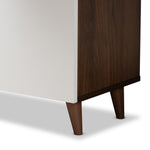 Load image into Gallery viewer, BAXTON STUDIO TOBIAS MID-CENTURY MODERN TWO-TONE WHITE AND WALNUT BROWN FINISHED WOOD STORAGE COMPUTER DESK WITH SHELVES
