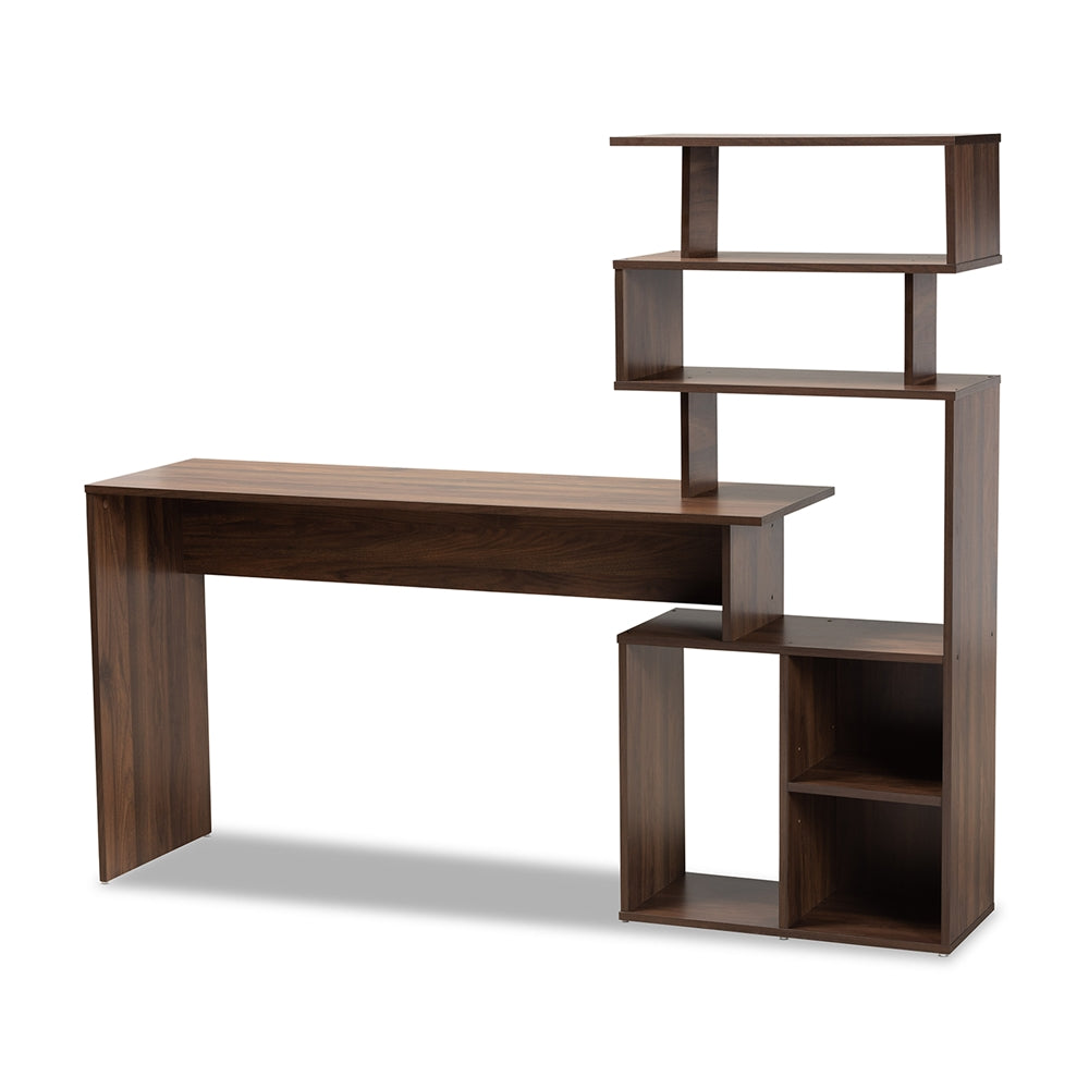 Baxton Studio Foster Modern and Contemporary Finished Wood Storage Desk with Shelves