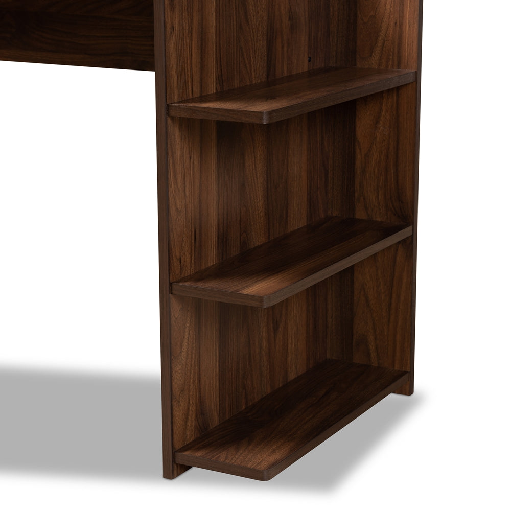 Baxton Studio Garnet Modern And Contemporary Walnut Brown Finished Wood Desk With Shelves