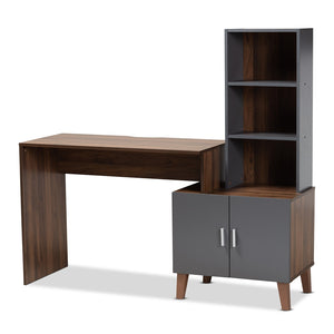 Baxton Studio Jaeger Modern and Contemporary Two-Tone Finished Wood Storage Desk with Shelves