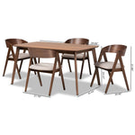 Load image into Gallery viewer, Baxton Studio Danton Mid-Century Modern Beige Fabric Upholstered And Walnut Brown Finished Wood 5-Piece Dining Set
