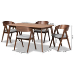 Load image into Gallery viewer, Baxton Studio Danton Mid-Century Modern Grey Fabric Upholstered And Walnut Brown Finished Wood 5-Piece Dining Set
