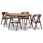 Load image into Gallery viewer, Baxton Studio Danton Mid-Century Modern Grey Fabric Upholstered And Walnut Brown Finished Wood 5-Piece Dining Set
