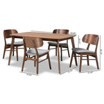 Load image into Gallery viewer, Baxton Studio Alston Mid-Century Modern Grey Fabric Upholstered And Walnut Brown Finished Wood 5-Piece Dining Set
