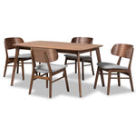 Load image into Gallery viewer, Baxton Studio Alston Mid-Century Modern Grey Fabric Upholstered And Walnut Brown Finished Wood 5-Piece Dining Set
