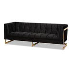 Load image into Gallery viewer, Baxton Studio Ambra Glam And Luxe Black Velvet Upholstered And Button Tufted Sofa With Gold-Tone Frame
