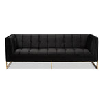 Load image into Gallery viewer, Baxton Studio Ambra Glam And Luxe Black Velvet Upholstered And Button Tufted Sofa With Gold-Tone Frame
