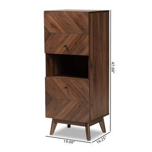 Baxton Studio Hartman Mid-Century Modern Walnut Brown Finished Wood Storage Cabinet