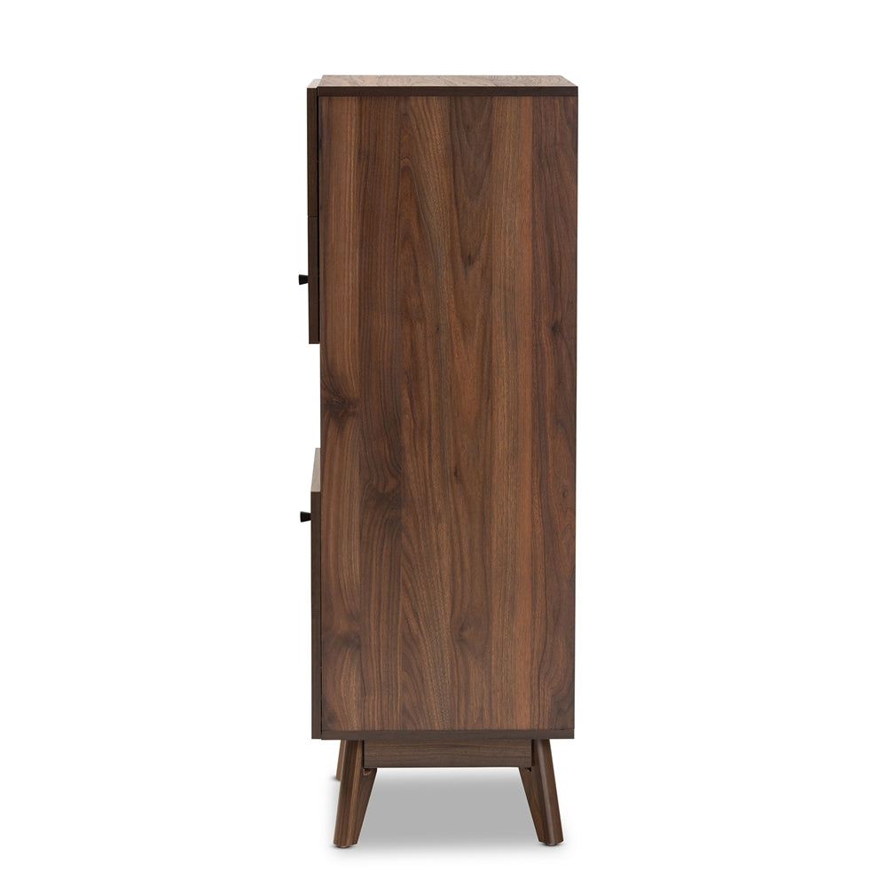 Baxton Studio Hartman Mid-Century Modern Walnut Brown Finished Wood Storage Cabinet