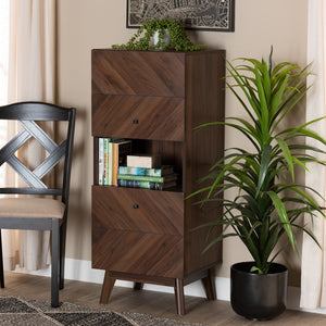 Baxton Studio Hartman Mid-Century Modern Walnut Brown Finished Wood Storage Cabinet