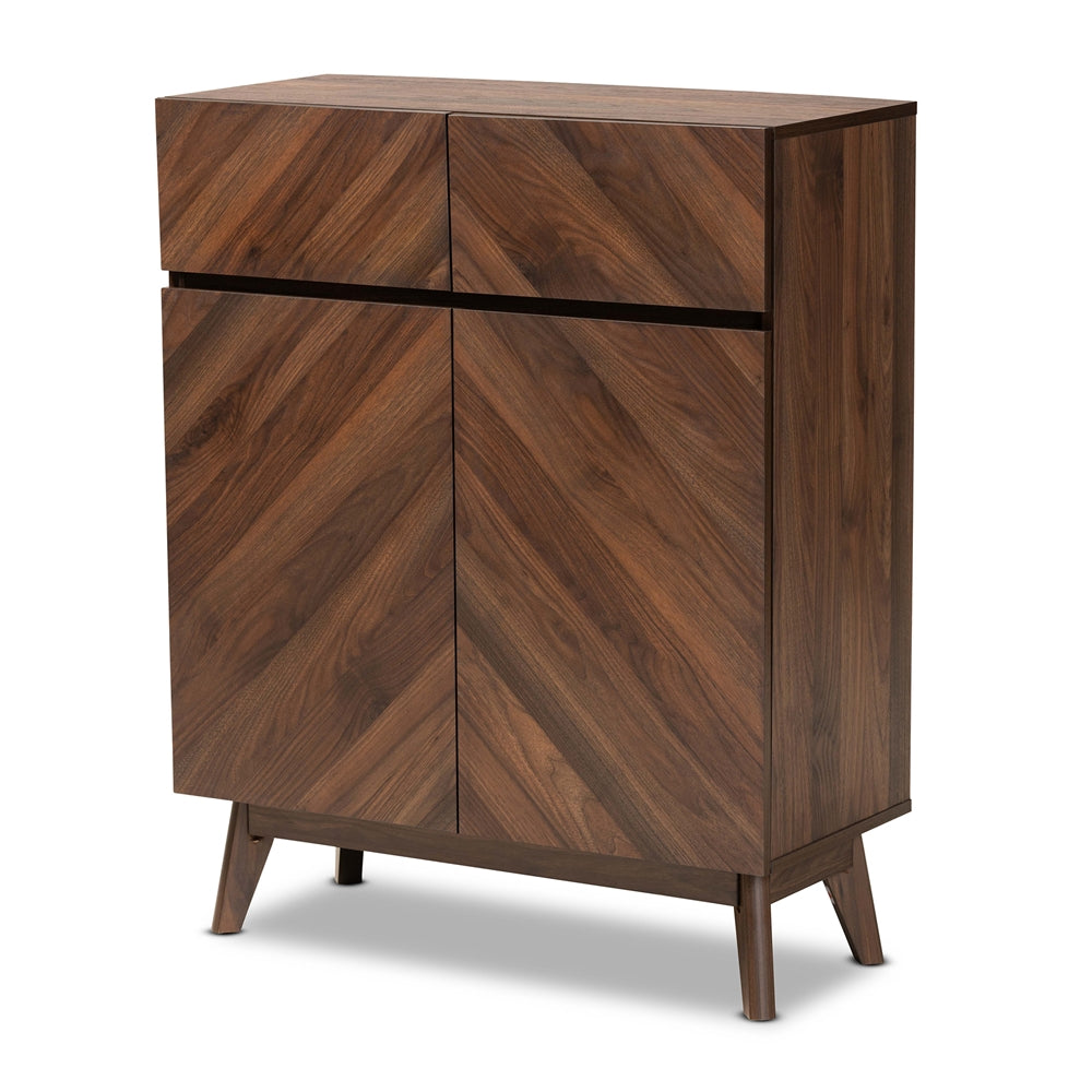 Baxton Studio Hartman Mid-Century Modern Finished Wood Shoe Cabinet