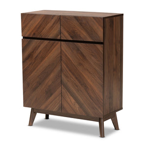 Baxton Studio Hartman Mid-Century Modern Finished Wood Shoe Cabinet