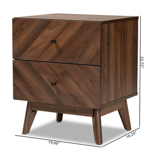 Baxton Studio Hartman Mid-Century Modern Walnut Brown Finished Wood 2-Drawer Nightstand