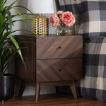 Load image into Gallery viewer, Baxton Studio Hartman Mid-Century Modern Walnut Brown Finished Wood 2-Drawer Nightstand
