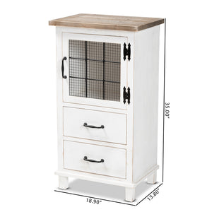 Baxton Studio Faron Classic And Traditional Farmhouse Two-Tone Distressed White And Oak Brown Finished Wood 2-Drawer Storage Cabinet