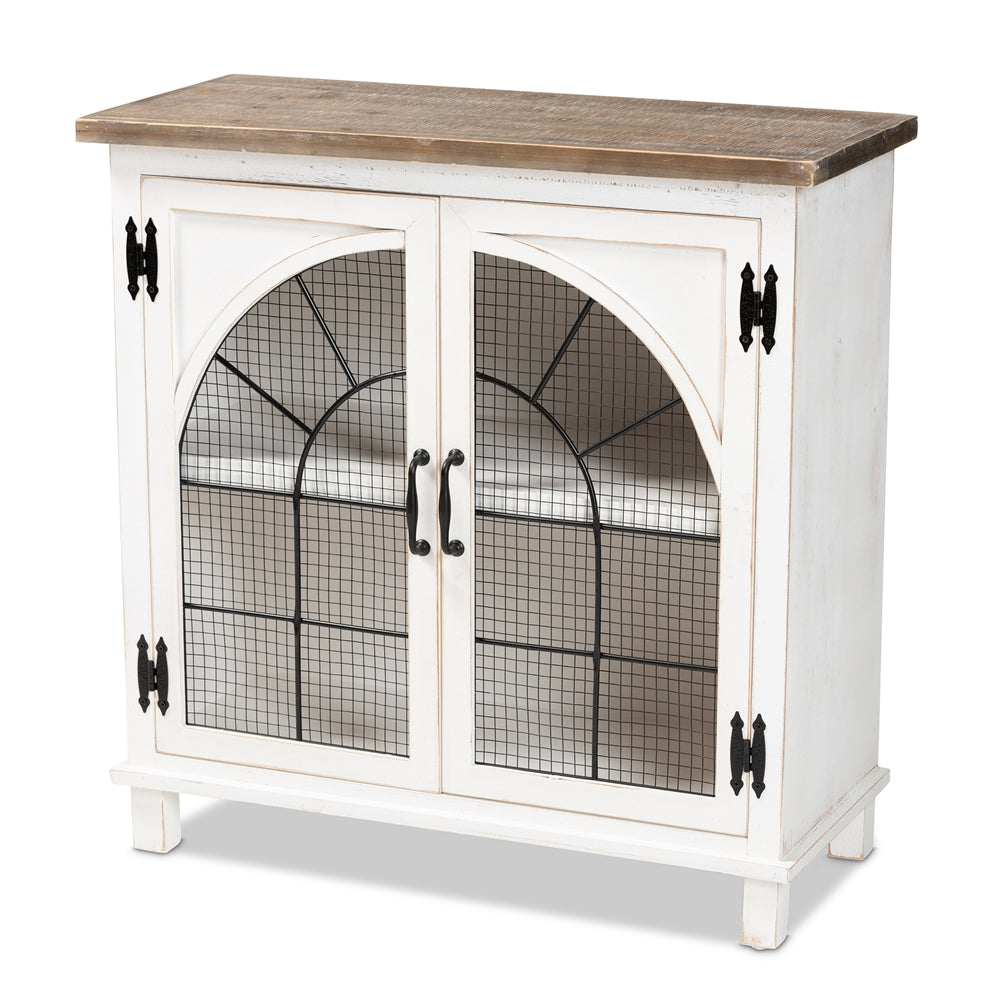 Baxton Studio Faron Classic and Traditional Farmhouse Two-Tone and Finished Wood 2-Door Storage Cabinet