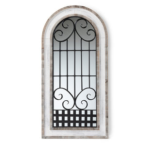 Baxton Studio Gael Vintage Classic and Traditional Weathered Finished Wood and Finished Metal Arched Accent Wall Mirror