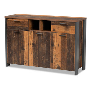 Baxton Studio Ranger Mid-Century Modern Finished Wood and Grey Metal 2-Door Sideboard Buffet