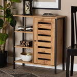 Load image into Gallery viewer, BAXTON STUDIO VANDER MODERN AND CONTEMPORARY OAK BROWN FINISHED WOOD AND BLACK FINISHED METAL 1-DOOR SHOE STORAGE CABINET
