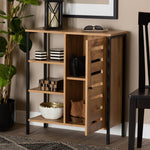 Load image into Gallery viewer, Baxton Studio Vander Modern And Contemporary Oak Brown Finished Wood And Black Finished Metal 1-Door Shoe Storage Cabinet
