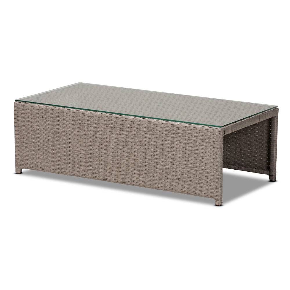 Baxton Studio Haina Modern And Contemporary Grey Fabric Upholstered And Grey Finished Synthetic Rattan 6-Piece Patio Set