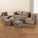 Load image into Gallery viewer, Baxton Studio Haina Modern And Contemporary Grey Fabric Upholstered And Grey Finished Synthetic Rattan 6-Piece Patio Set
