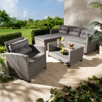 Load image into Gallery viewer, Baxton Studio Darian Modern And Contemporary Grey Fabric Upholstered And Grey Synthetic Rattan 4-Piece Patio Set
