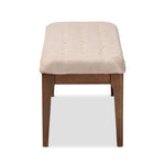 Load image into Gallery viewer, Baxton Studio Walsh Mid-Century Modern Beige Fabric Upholstered And Walnut Brown Finished Wood Dining Bench
