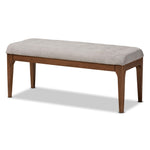 Load image into Gallery viewer, Baxton Studio Walsh Mid-Century Modern Grey Fabric Upholstered And Walnut Brown Finished Wood Dining Bench
