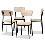 Load image into Gallery viewer, Baxton Studio Honore Mid-Century Modern Light Brown Finished Wood And Black Metal 4-Piece Dining Chair Set
