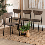 Load image into Gallery viewer, Baxton Studio Ornette Mid-Century Modern Walnut Brown Finished Wood And Black Metal 4-Piece Dining Chair Set
