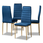 Load image into Gallery viewer, Baxton Studio Armand Modern Glam And Luxe Navy Blue Velvet Fabric Upholstered And Gold Finished Metal 4-Piece Dining Chair Set
