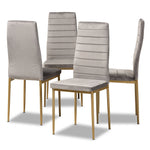 Load image into Gallery viewer, Baxton Studio Armand Modern Glam And Luxe Grey Velvet Fabric Upholstered And Gold Finished Metal 4-Piece Dining Chair Set
